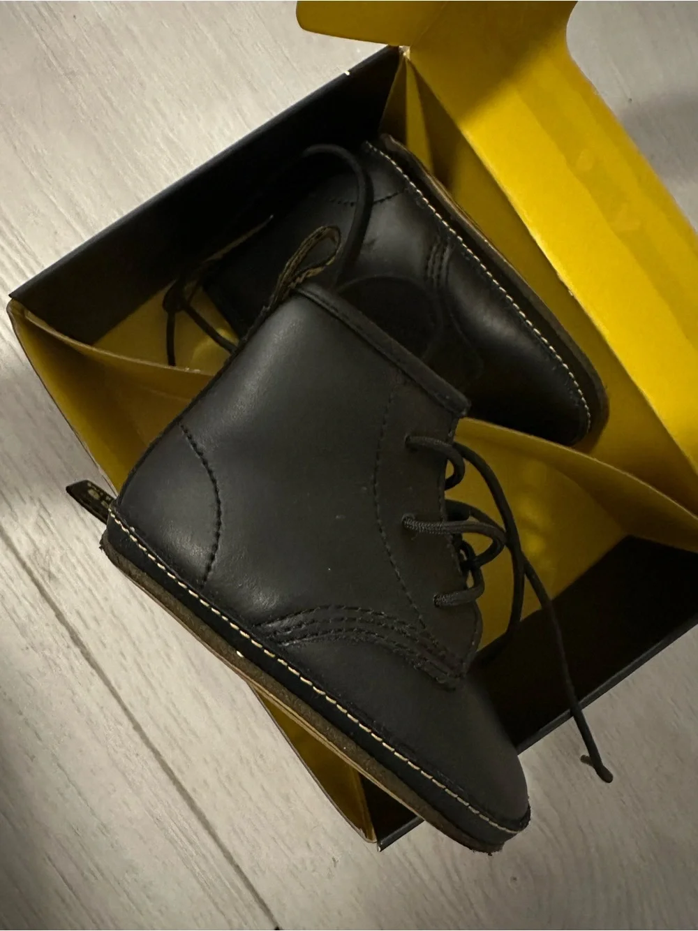 Black Leather Lace-Up Baby Booties